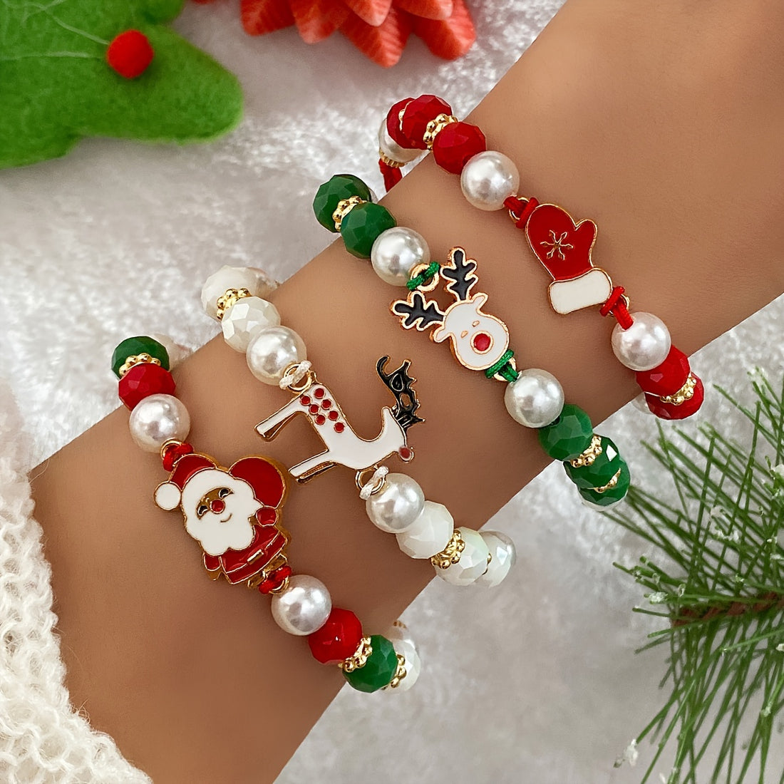 Festive Christmas Charm Bracelet Set