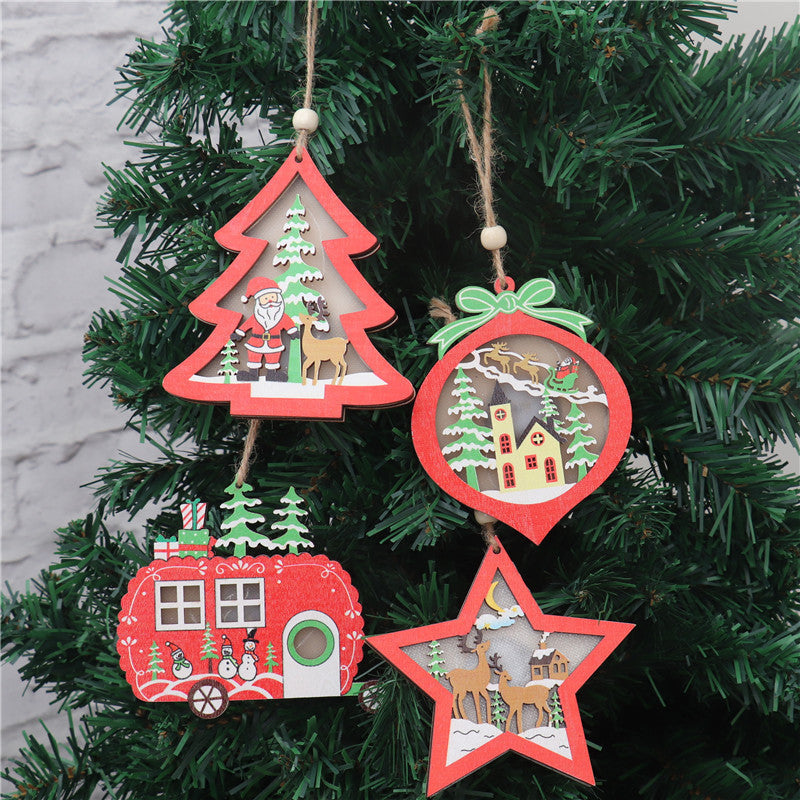 Christmas Decorations Hollow Wooden Pendant Light